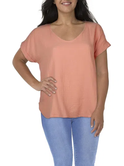 COIN 1804 PLUS WOMENS GAUZE V-NECK T-SHIRT
