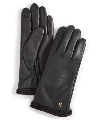 COLE HAAN WOMEN'S FAUX-FUR-LINED LEATHER GLOVES
