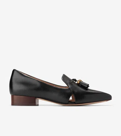 COLE HAAN COLE HAAN WOMEN'S VANYA TASSEL FLATS - BLACK SIZE 7.5