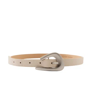 COLECCIÓN TANSU WOMEN'S NEUTRALS PIERRE OFF WHITE LEATHER BELT