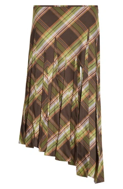 COLLINA STRADA COLLINA STRADA LONG DRIZZLE TAPENADE PLAID COTTON FLANNEL SKIRT