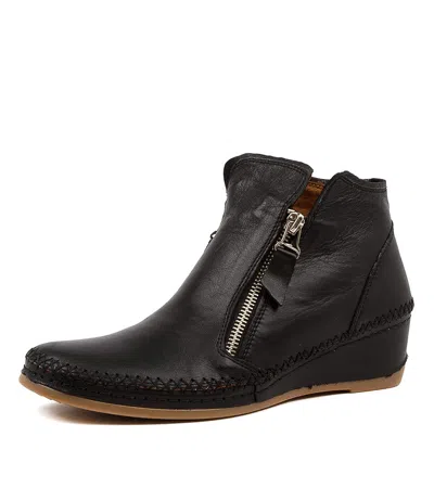 COLORADO COLORADO ASTERN BLACK LEATHER WOMENS SHOES CASUAL BOOTS ANKLE