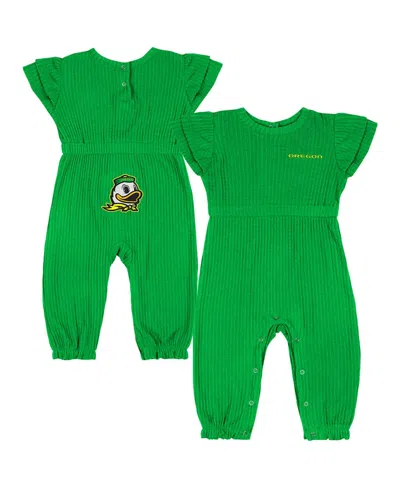COLOSSEUM BABY BOYS AND GIRLS GREEN OREGON DUCKS BEAUTOPIA WAFFLE KNIT ROMPER