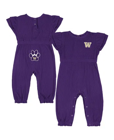 COLOSSEUM BABY BOYS AND GIRLS PURPLE WASHINGTON HUSKIES BEAUTOPIA WAFFLE KNIT ROMPER