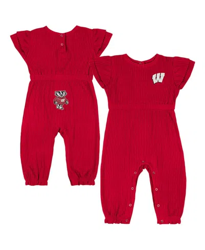 COLOSSEUM BABY BOYS AND GIRLS RED WISCONSIN BADGERS BEAUTOPIA WAFFLE KNIT ROMPER