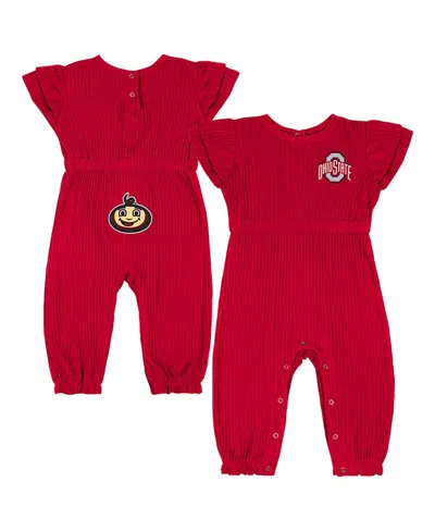 COLOSSEUM BABY BOYS AND GIRLS SCARLET OHIO STATE BUCKEYES BEAUTOPIA WAFFLE KNIT ROMPER