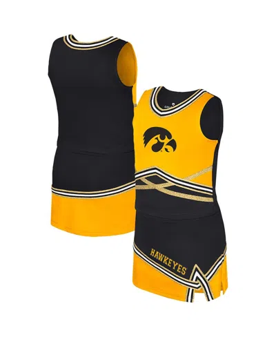 COLOSSEUM BIG GIRLS 2-PIECE BLACK IOWA HAWKEYES LOLLIPOP PARK CHEER SET