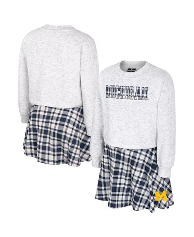 COLOSSEUM BIG GIRLS 2-PIECE GRAY MICHIGAN WOLVERINES MARCELINE PLAID SKIRT AND TOP SET
