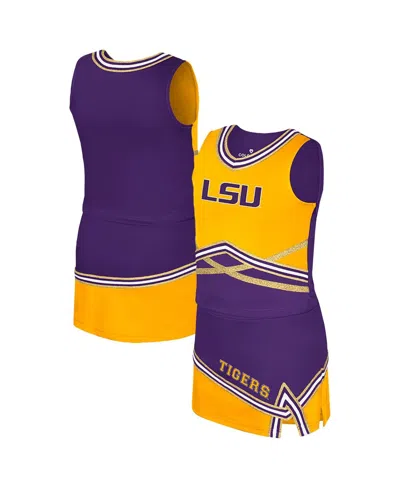 COLOSSEUM BIG GIRLS 2-PIECE PURPLE LSU TIGERS LOLLIPOP PARK CHEER SET