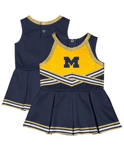 COLOSSEUM GIRLS BABY BOYS AND GIRLS NAVY MICHIGAN WOLVERINES LOLLIPOP PARK CHEER DRESS