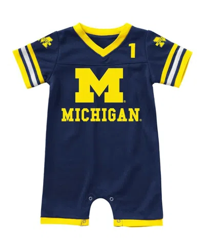 COLOSSEUM INFANT BOYS AND GIRLS COLOSSEUM NAVY MICHIGAN WOLVERINES BUMPO FOOTBALL ROMPER