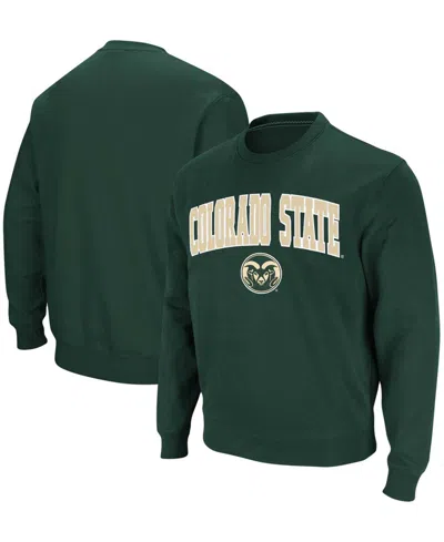 COLOSSEUM MEN'S BIG AND TALL GREEN COLORADO STATE RAMS ARCH LOGO TACKLE TWILL PULLOVER SWEATSHIRT
