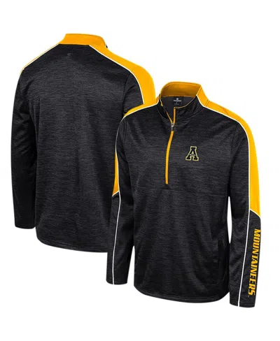 COLOSSEUM MEN'S BLACK APPALACHIAN STATE MOUNTAINEERS MARLED HALF-ZIP JACKET