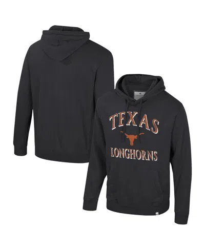 COLOSSEUM MEN'S BLACK TEXAS LONGHORNS BIG TALL CAP E-TAN PULLOVER HOODIE