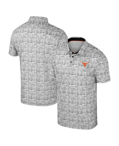 COLOSSEUM MEN'S BLACK/WHITE TEXAS LONGHORNS BIG TALL ALLOVER POLO SHIRT