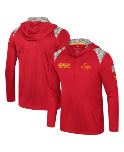 COLOSSEUM MEN'S CARDINAL IOWA STATE CYCLONES OHT MILITARY APPRECIATION QUARTER-ZIP HOODIE JACKET
