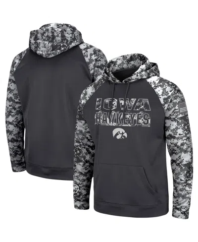 COLOSSEUM MEN'S CHARCOAL IOWA HAWKEYES OHT MILITARY-INSPIRED APPRECIATION DIGITAL CAMO PULLOVER HOODIE