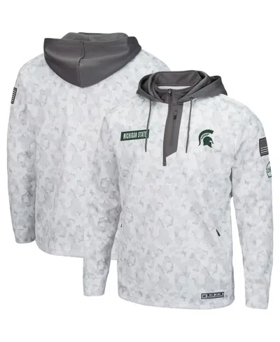 COLOSSEUM MEN'S COLOSSEUM ARCTIC CAMO MICHIGAN STATE SPARTANS OHT MILITARY-INSPIRED APPRECIATION QUARTER-ZIP H