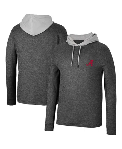COLOSSEUM MEN'S COLOSSEUM BLACK ALABAMA CRIMSON TIDE BALLOT WAFFLE-KNIT THERMAL LONG SLEEVE HOODIE T-SHIRT