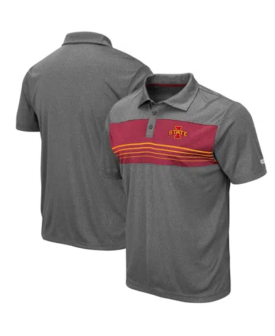 COLOSSEUM MEN'S COLOSSEUM HEATHERED CHARCOAL IOWA STATE CYCLONES SMITHERS POLO SHIRT