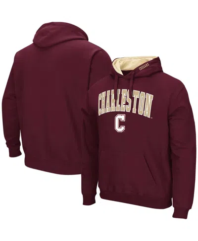 COLOSSEUM MEN'S COLOSSEUM MAROON CHARLESTON COUGARS ARCH & LOGO PULLOVER HOODIE