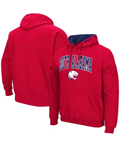 COLOSSEUM MEN'S COLOSSEUM RED SOUTH ALABAMA JAGUARS ARCH & LOGO PULLOVER HOODIE
