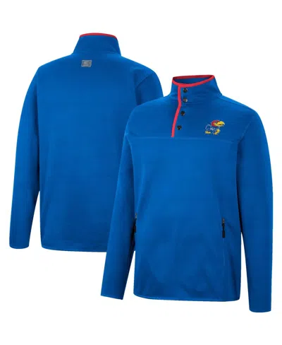 COLOSSEUM MEN'S COLOSSEUM ROYAL KANSAS JAYHAWKS REBOUND QUARTER-SNAP JACKET