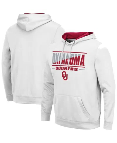 COLOSSEUM MEN'S COLOSSEUM WHITE OKLAHOMA SOONERS SLASH STACK 2.0 PULLOVER HOODIE