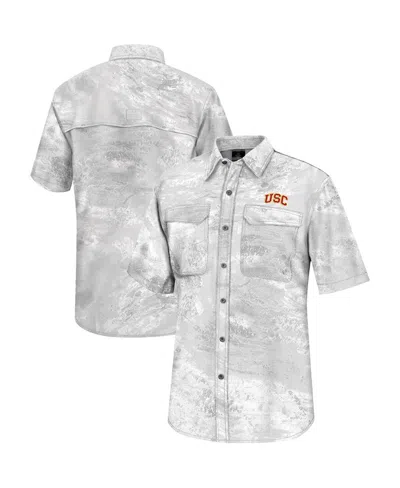 COLOSSEUM MEN'S COLOSSEUM WHITE USC TROJANS REALTREE ASPECT CHARTER FULL-BUTTON FISHING SHIRT