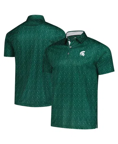 COLOSSEUM MEN'S GREEN MICHIGAN STATE SPARTANS FOOTBALL PRINT POLO SHIRT