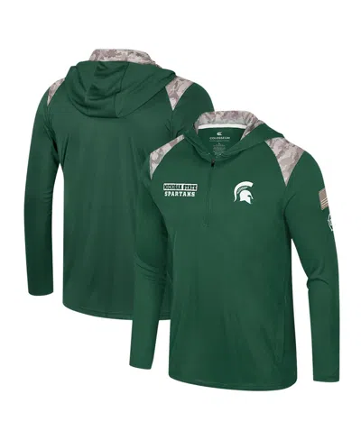 COLOSSEUM MEN'S GREEN MICHIGAN STATE SPARTANS OHT MILITARY APPRECIATION QUARTER-ZIP HOODIE JACKET