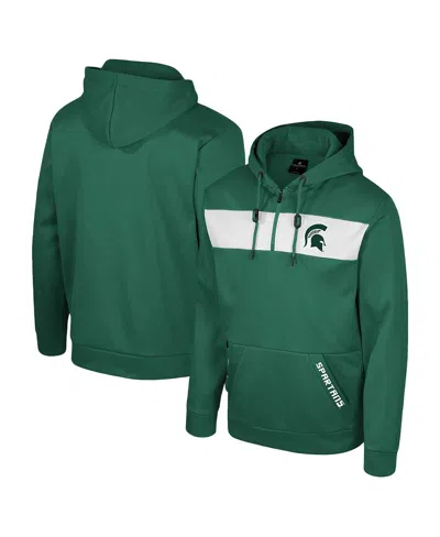COLOSSEUM MEN'S GREEN MICHIGAN STATE SPARTANS QUARTER-ZIP HOODIE