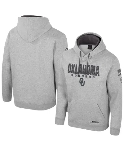 COLOSSEUM MEN'S HEATHER GRAY OKLAHOMA SOONERS OORAH OHT MILITARY APPRECIATION PULLOVER HOODIE
