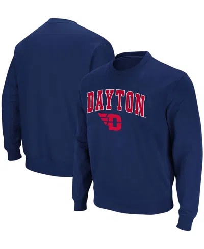 COLOSSEUM MEN'S NAVY DAYTON FLYERS ARCH LOGO TACKLE TWILL PULLOVER SWEATSHIRT