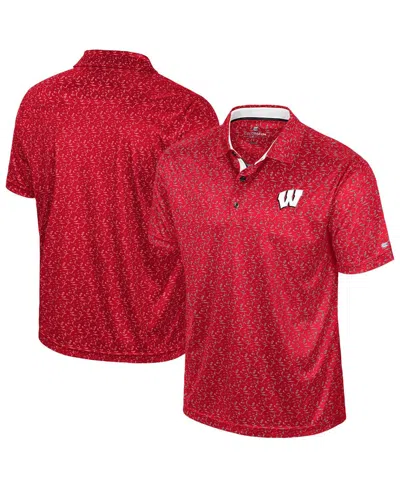 COLOSSEUM MEN'S RED WISCONSIN BADGERS SUBLIMATED GOLF POLO SHIRT
