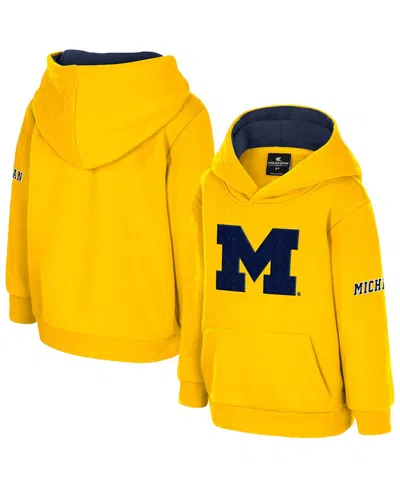 COLOSSEUM TODDLER MAIZE MICHIGAN WOLVERINES BIG LOGO VOLUME FLEECE PULLOVER HOODIE