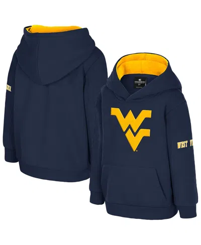 COLOSSEUM TODDLER NAVY WEST VIRGINIA MOUNTAINEERS BIG LOGO VOLUME FLEECE PULLOVER HOODIE
