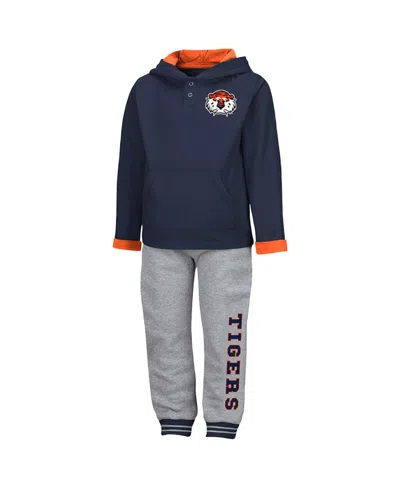 COLOSSEUM TODDLER NAVY/HEATHER GRAY AUBURN TIGERS POPPIES HOODIE SWEATPANTS SET