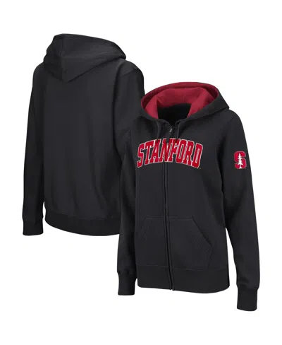 COLOSSEUM WOMEN'S COLOSSEUM BLACK STANFORD CARDINAL ARCHED NAME FULL-ZIP HOODIE
