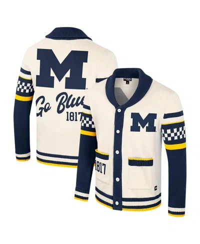 COLOSSEUM WOMEN'S CREAM MICHIGAN WOLVERINES WILD COLLECTIVE BUTTON-UP JACQUARD SWEATER