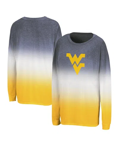 COLOSSEUM WOMEN'S NAVY WEST VIRGINIA MOUNTAINEERS WINKLE DIP DYE LONG SLEEVE T-SHIRT