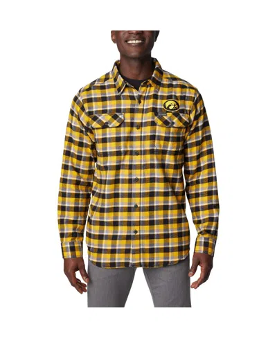 COLUMBIA MEN'S COLUMBIA GOLD IOWA HAWKEYES FLARE GUN FLANNEL LONG SLEEVE SHIRT