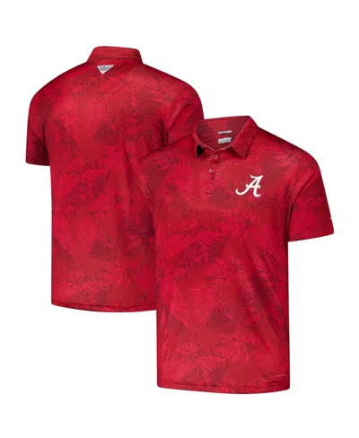 COLUMBIA MEN'S CRIMSON ALABAMA CRIMSON TIDE PFG SUPER TERMINAL TACKLE OMNI-SHADE BANGALOW'S POLO SHIRT
