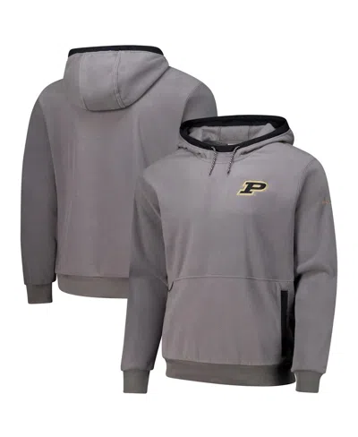 COLUMBIA MEN'S GRAY PURDUE BOILERMAKERS FLANKER FLEECE PULLOVER HOODIE