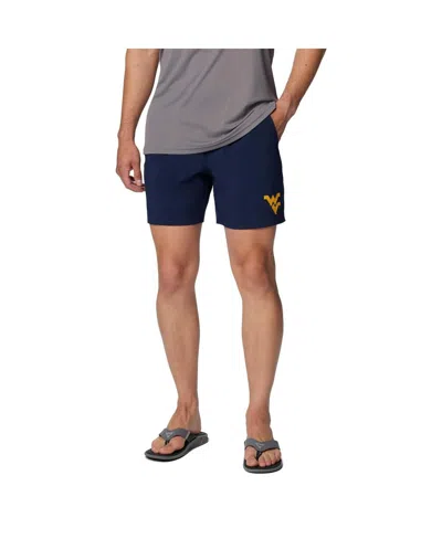 COLUMBIA MEN'S NAVY WEST VIRGINIA MOUNTAINEERS PFG TERMINAL ROAMER OMNI-SHADE STRETCH SHORTS