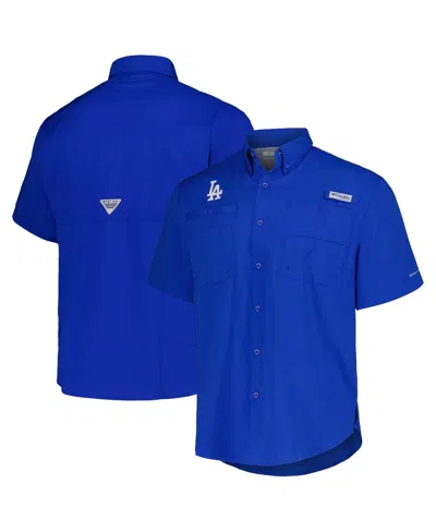COLUMBIA MEN'S ROYAL LOS ANGELES DODGERS TAMIAMI OMNI-SHADE BUTTON-DOWN SHIRT