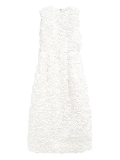 COMME DES GARÇONS FLORAL-APPLIQUÉ MIDI DRESS