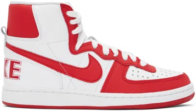 COMME DES GARÇONS HOMME DEUX RED & WHITE NIKE EDITION TERMINATOR HIGH SNEAKERS