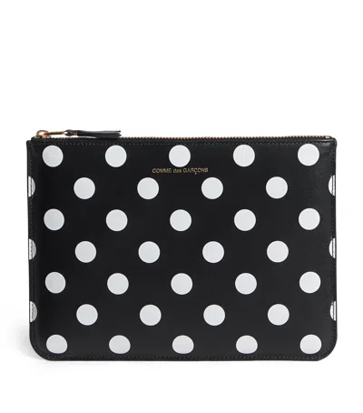 COMME DES GARÇONS LARGE LEATHER POLKA-DOT ZIPPED POUCH