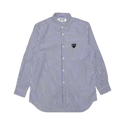 COMME DES GARÇONS PLAY COMME DES GARÇONS PLAY BLACK EMBLEM STRIPE BUTTON DOWN 'BLUE'